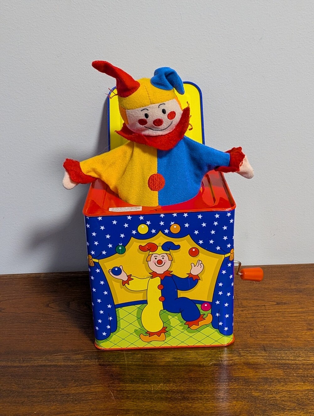 Schylling 1997 Vintage Jack in the Box clown 🤡 Tin Toy. Bright Colours. Working
